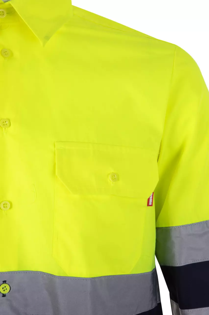 Velilla 0144-01-20, High-Vis Shirt, Marine Blue/Hi-Vis Yellow, image 4, gallery thumbnail