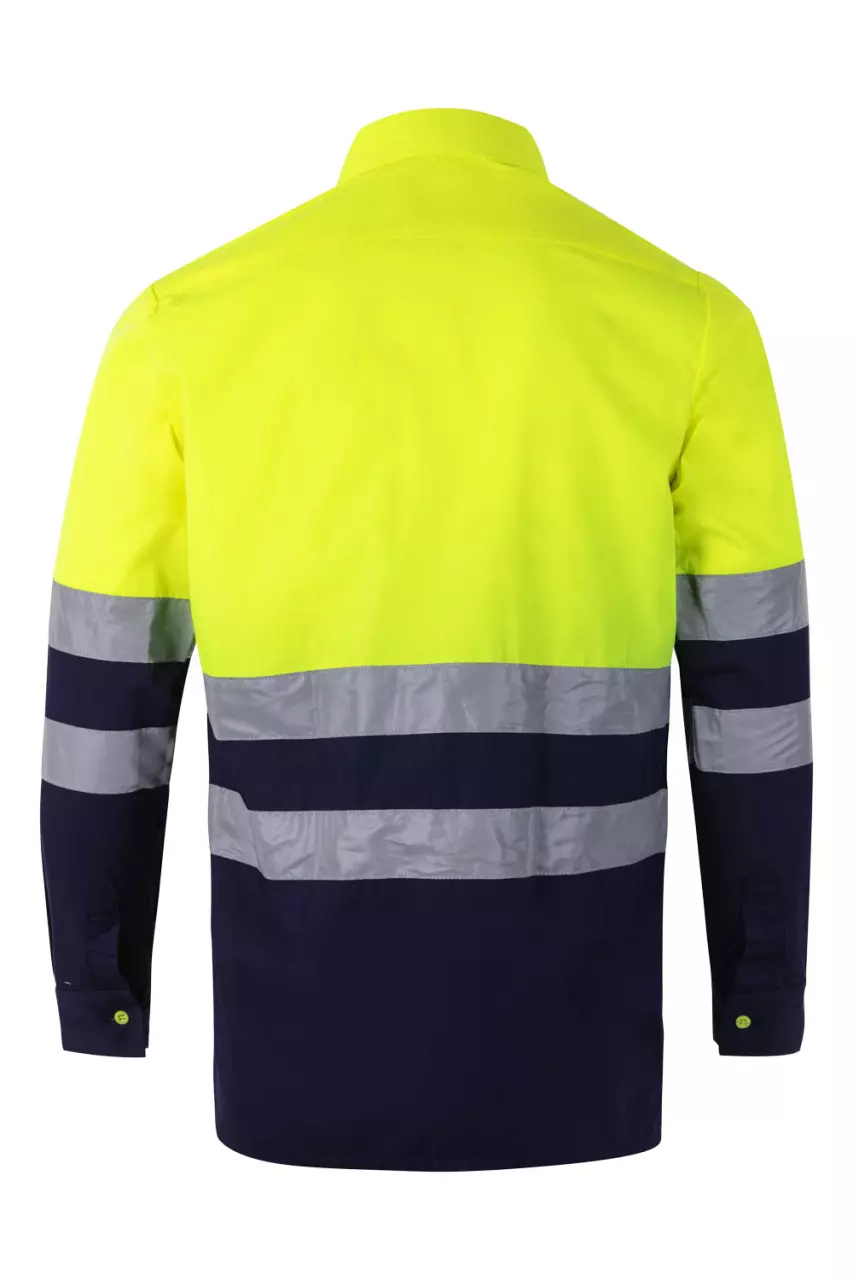 Velilla 0144-01-20, High-Vis Shirt, Marine Blue/Hi-Vis Yellow, image 2, gallery thumbnail