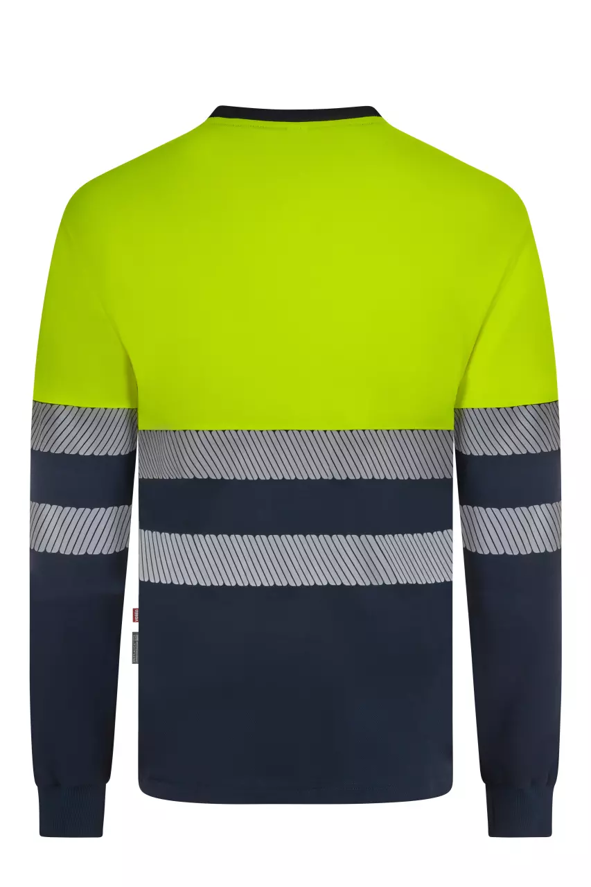 Velilla 305619-61-20, High-Vis Long Sleeved T-Shirt, Navy Blue/Hi-Vis Yellow, image 3, gallery thumbnail