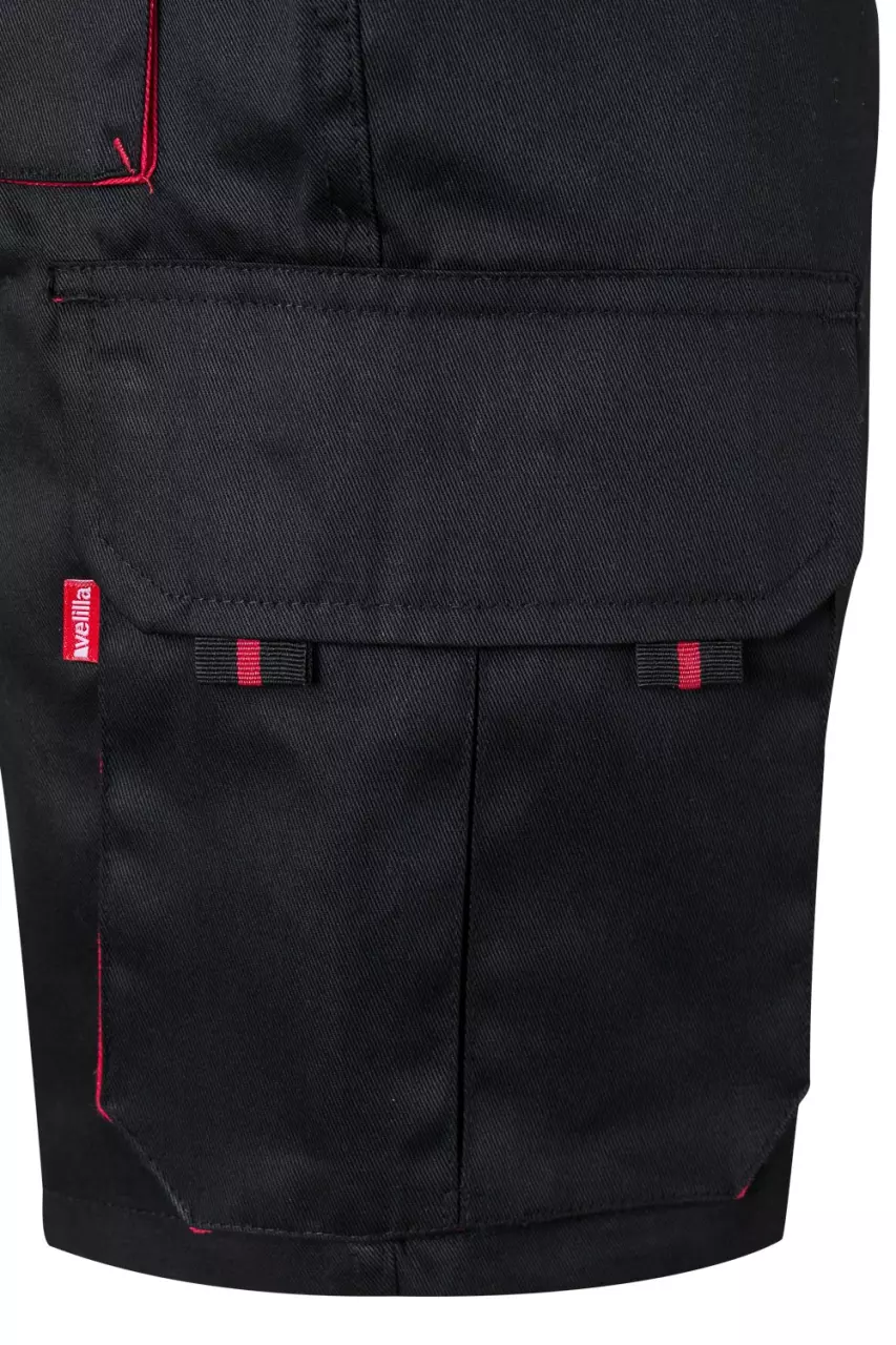 Velilla 103007-00-12, Work Shorts, Black/Red, image 6, gallery thumbnail