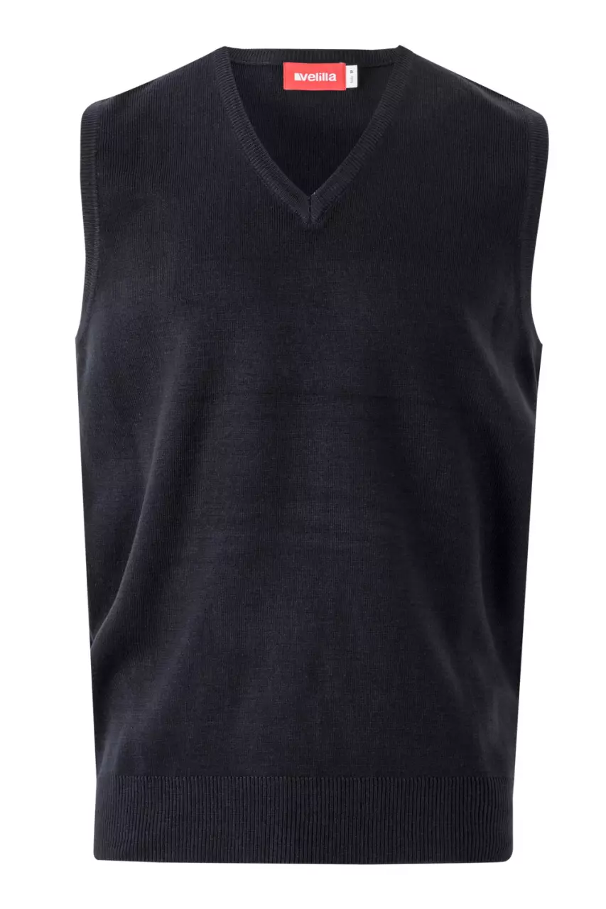 Velilla 99-01, V-Neck Sweater Vest, Marine Blue, image 1, gallery thumbnail