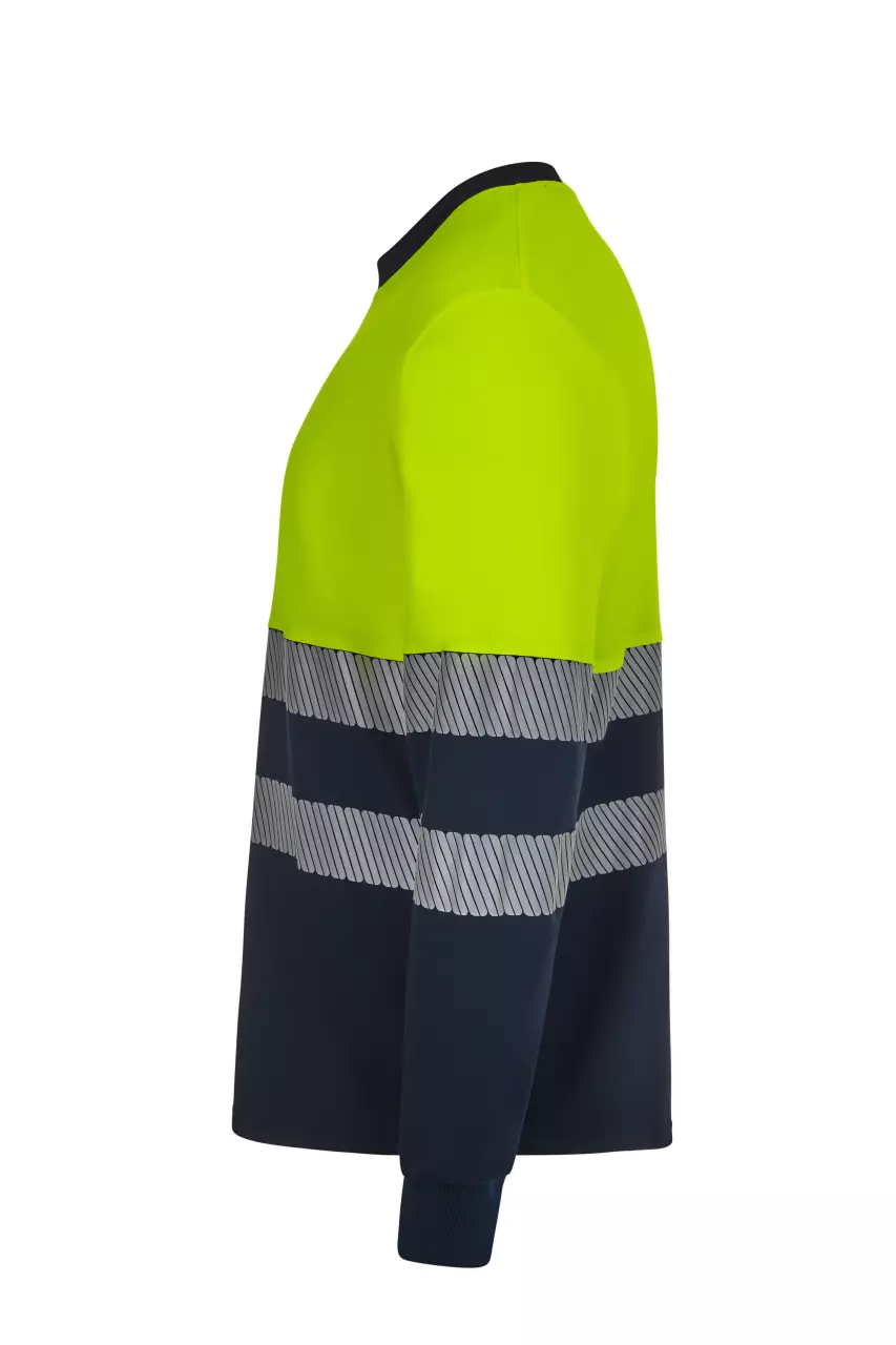 Velilla 305619-61-20, High-Vis Long Sleeved T-Shirt, Navy Blue/Hi-Vis Yellow, image 4, gallery thumbnail