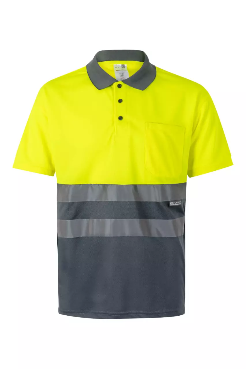 Velilla 0173-08-20-2, High-Vis Polo Shirt, Size 4XL/5XL, Grey/Hi-Vis Yellow, image 1, gallery thumbnail