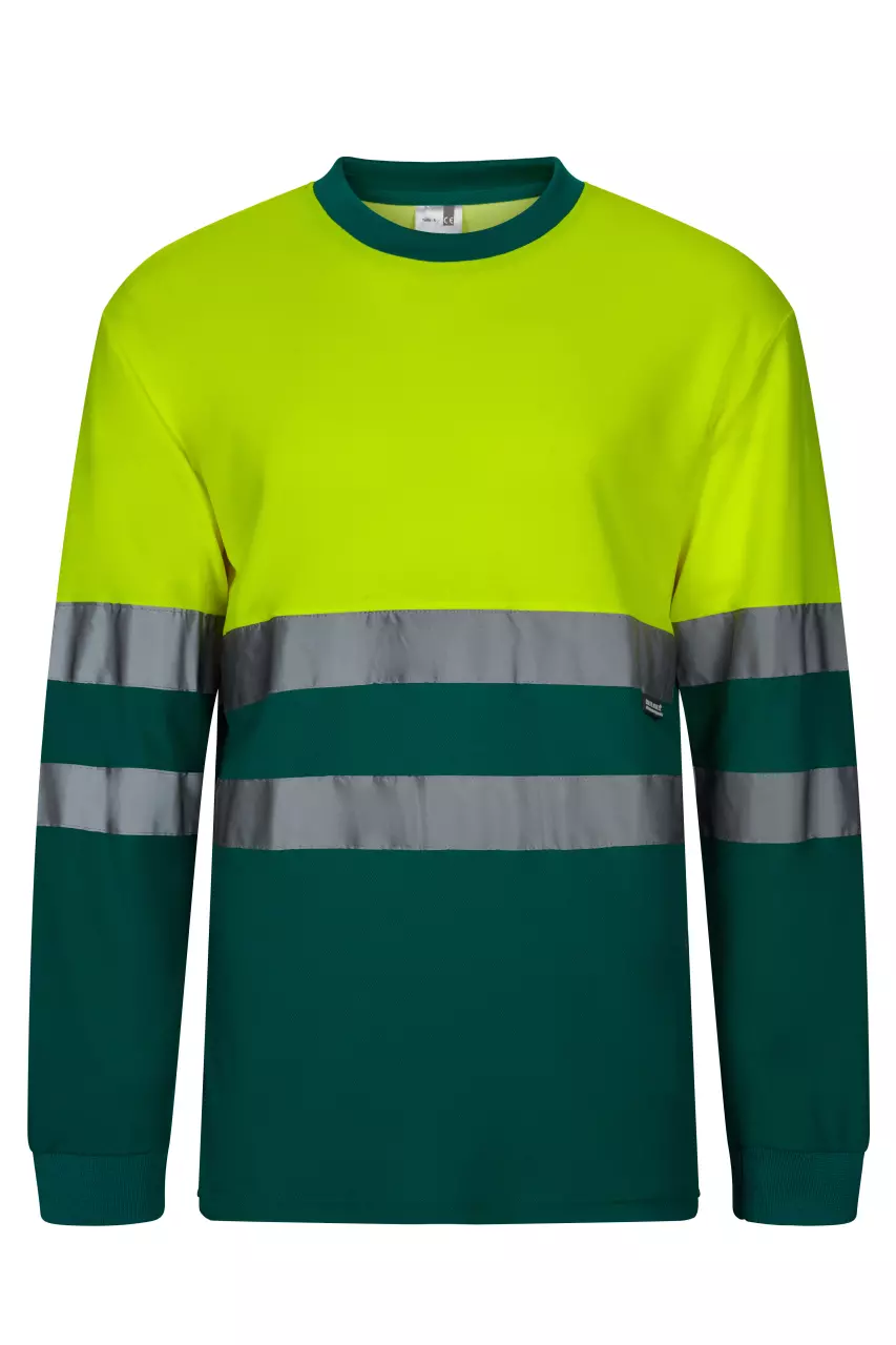 Velilla 305615-02-20-2, Huomiopitkähihainen t-paita, koko 4XL/5XL, vihreä/huomionkeltainen, image 1, gallery thumbnail