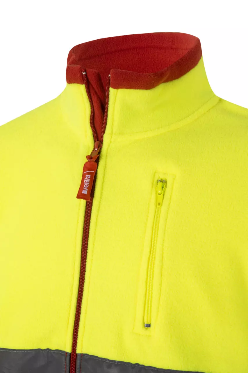 Velilla 0183-12-20, Warnschutz-Fleecejacke, Rot/Warngelb, image 3, gallery thumbnail