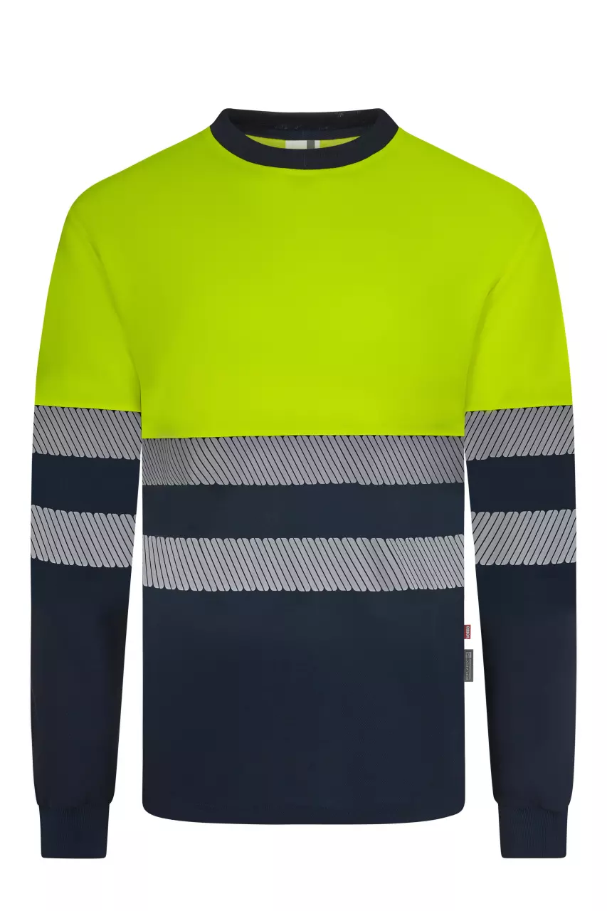 Velilla 305619-61-20, High-Vis Long Sleeved T-Shirt, Navy Blue/Hi-Vis Yellow, image 1, gallery thumbnail