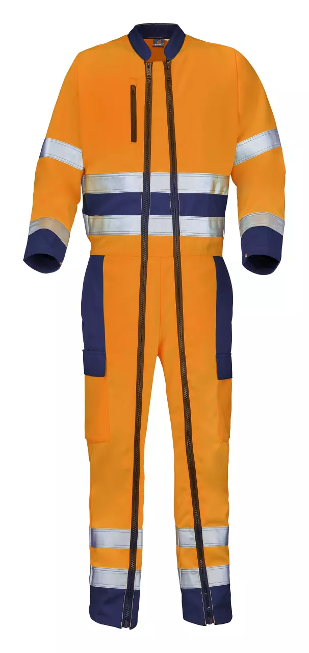 Cepovett 9J813047-XGZ-HEN, Fluo Base Xp Hi-Vis Coverall, Fluorescent Orange/Navy Blue, image 1, gallery thumbnail
