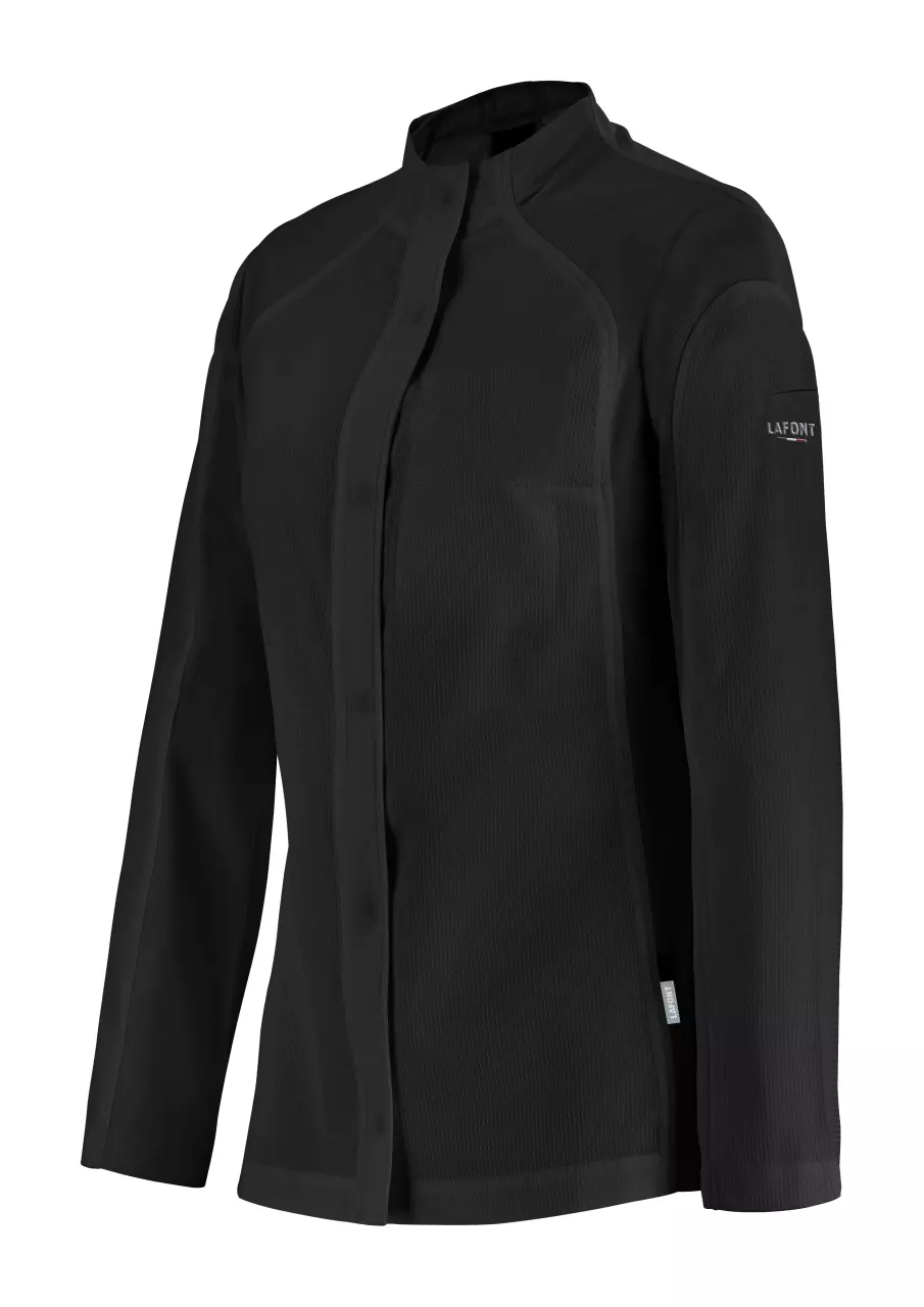 LaFont 2MLS-LUC-GUQ, Émulsion Stand-Up Collar Chef Jacket, Black, image 1, gallery thumbnail