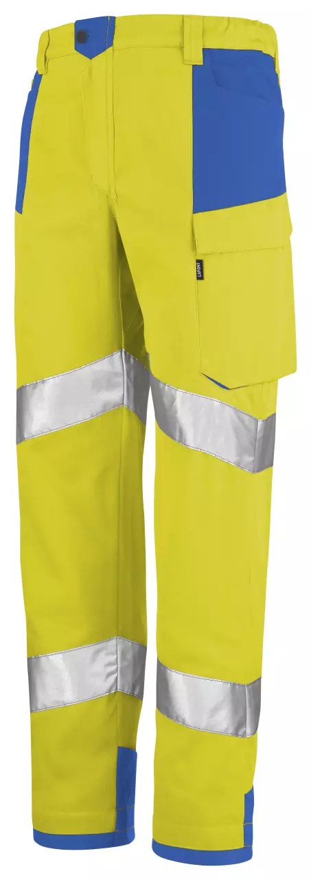 LaFont 1HVN3PI-VMZ-GJN, Iris Pi Hi-Vis Work Trousers, Fluorescent Yellow/Azure Blue, image 1, gallery thumbnail