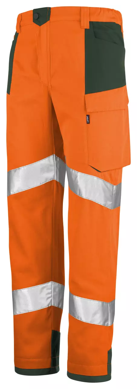 LaFont 1HVN3PI-YGA-GAO, Iris Pi Hi-Vis Work Trousers, Fluorescent Orange/Dark Green, image 1, gallery thumbnail