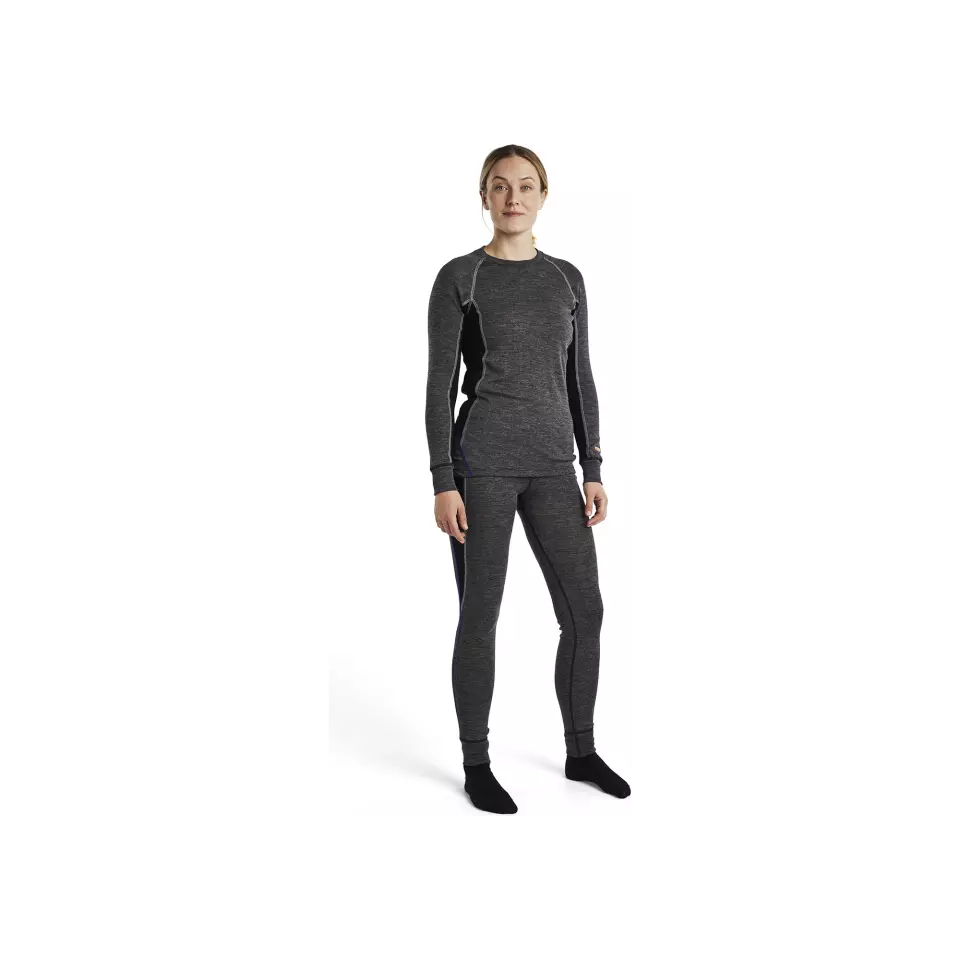 Blåkläder 720017329699, Women's Merino Wool Warm Base Layer, Medium Grey/Black, image 2, gallery thumbnail