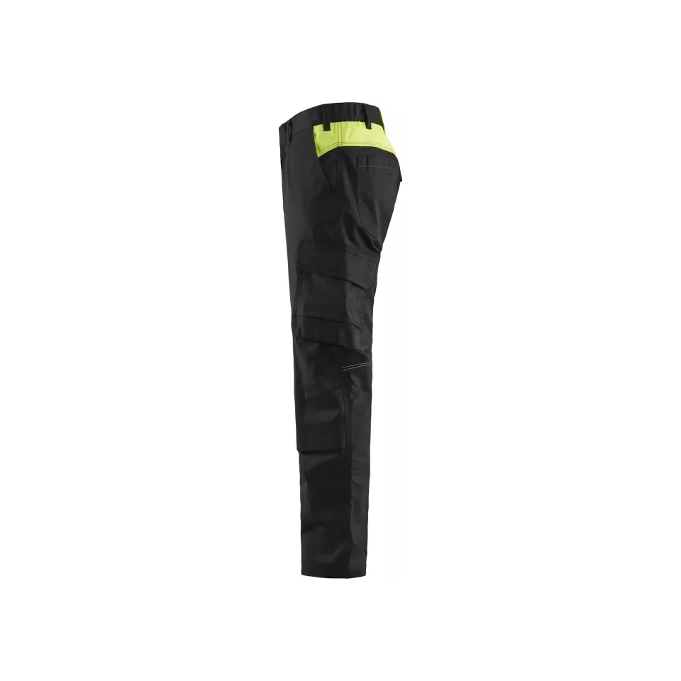 Blåkläder 144818329933, Industrial Stretch Work Pants with Knee Pad Pockets, Black/Yellow, image 5, gallery thumbnail