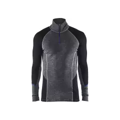 Blåkläder 489917329699, Warm Merino Wool Zip Collar Base Layer, Medium Grey/Black