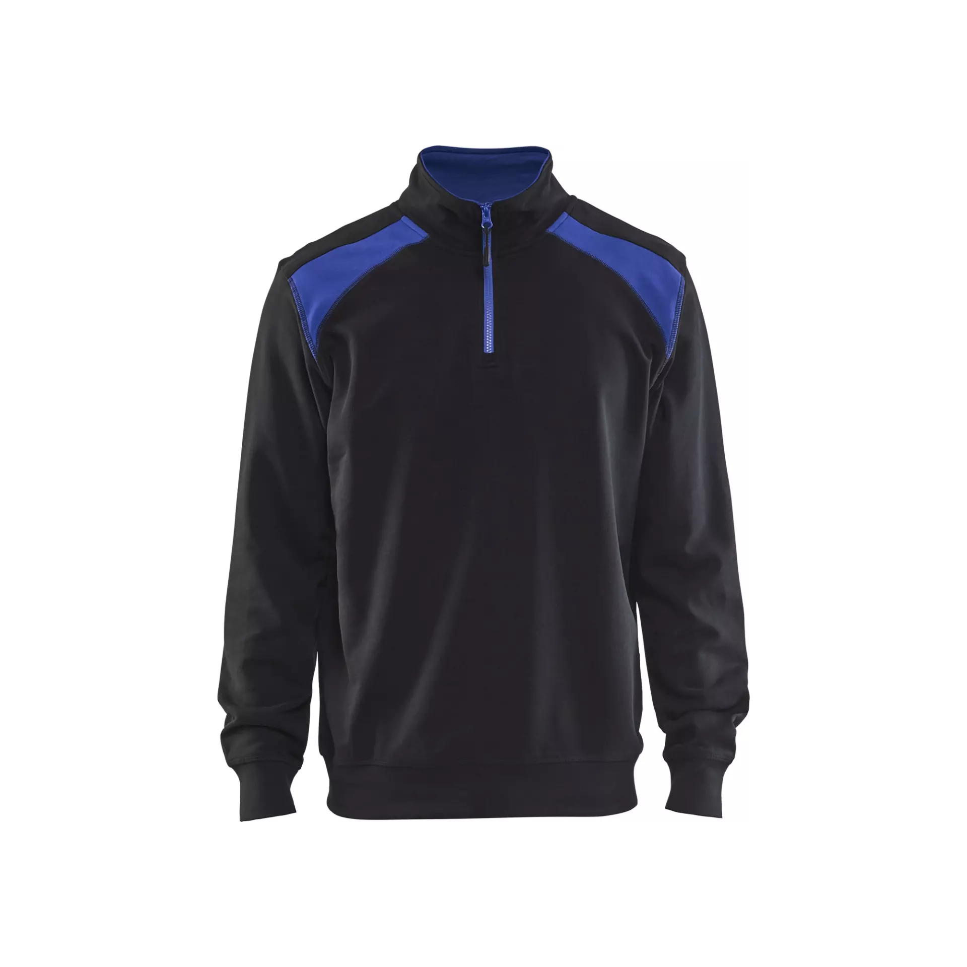 Blåkläder 335311589985, Two-Tone Half-Zip Sweatshirt, Black/Cornflower Blue, image 1
