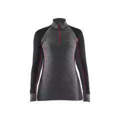 Blåkläder 729917369699, XWARM Ladies' Thermal Quarter-Zip Shirt, Medium Grey/Black