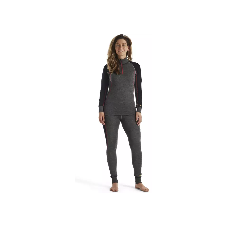 Blåkläder 729917369699, XWARM Ladies' Thermal Quarter-Zip Shirt, Medium Grey/Black, image 2, gallery thumbnail