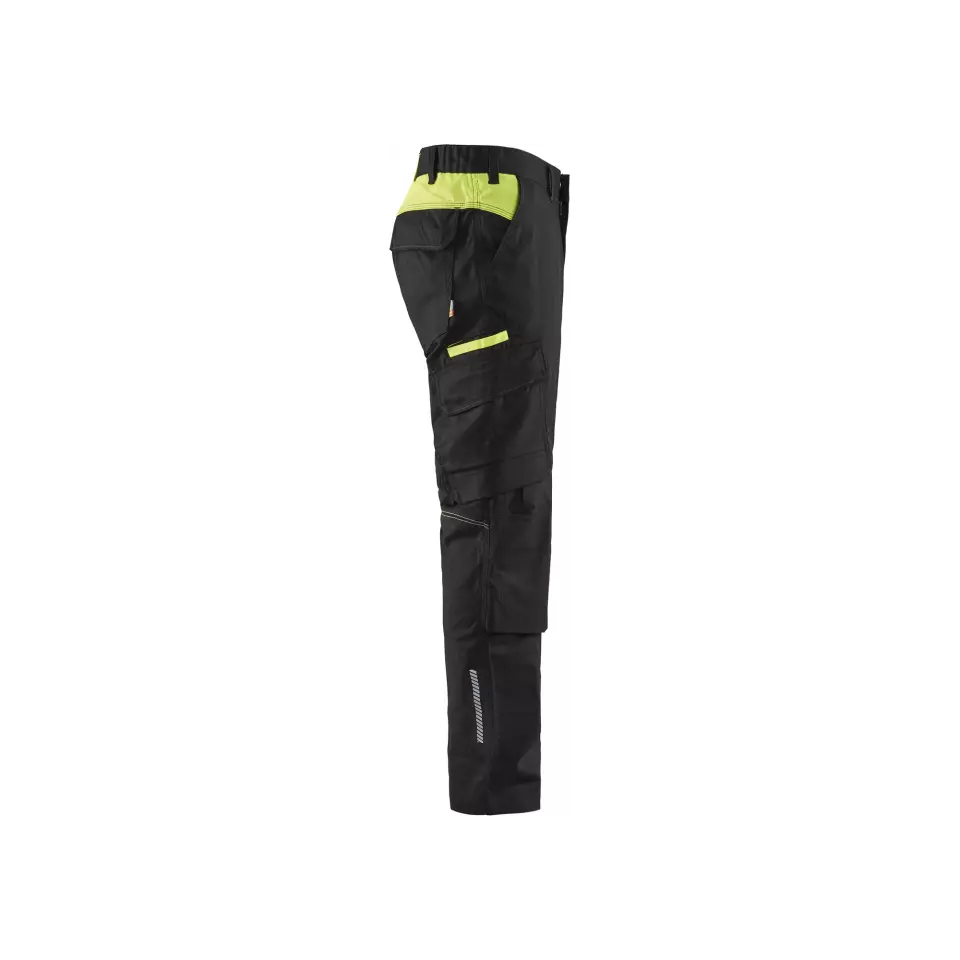 Blåkläder 144818329933, Industrial Stretch Work Pants with Knee Pad Pockets, Black/Yellow, image 4, gallery thumbnail