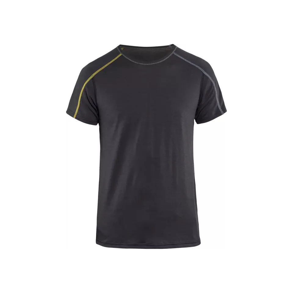Blåkläder 479817349835, XLIGHT Merino Wool Base Layer T-Shirt, Dark Grey/Yellow, image 1, gallery thumbnail