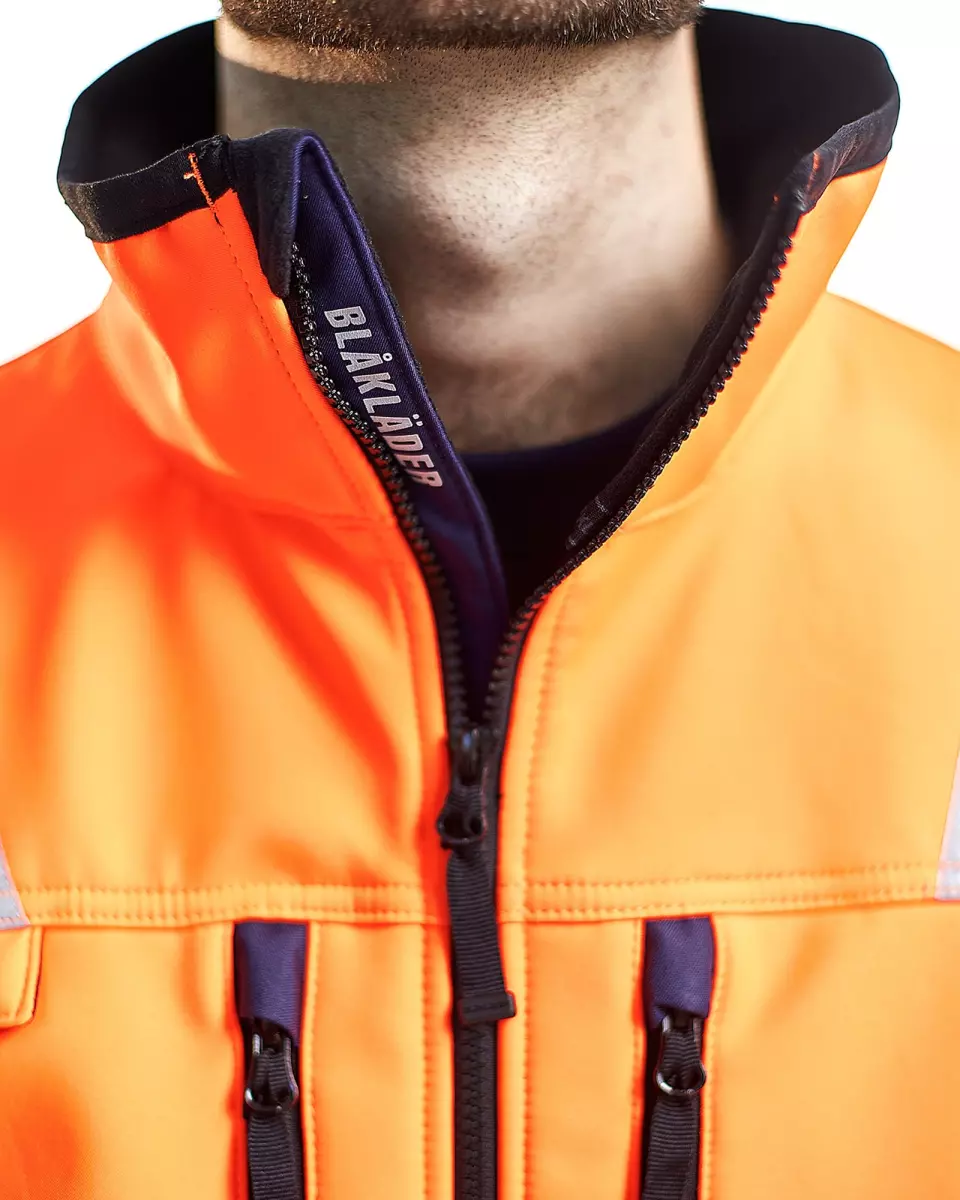 Blåkläder 490025175389, High Vis Softshell Jacke, Orange/Marineblau, image 5, gallery thumbnail