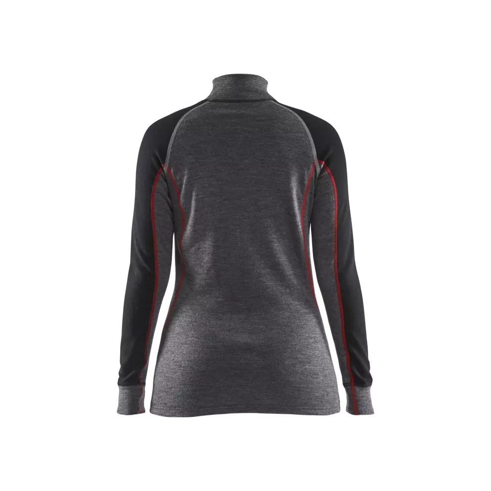 Blåkläder 729917369699, XWARM Ladies' Thermal Quarter-Zip Shirt, Medium Grey/Black, image 3, gallery thumbnail