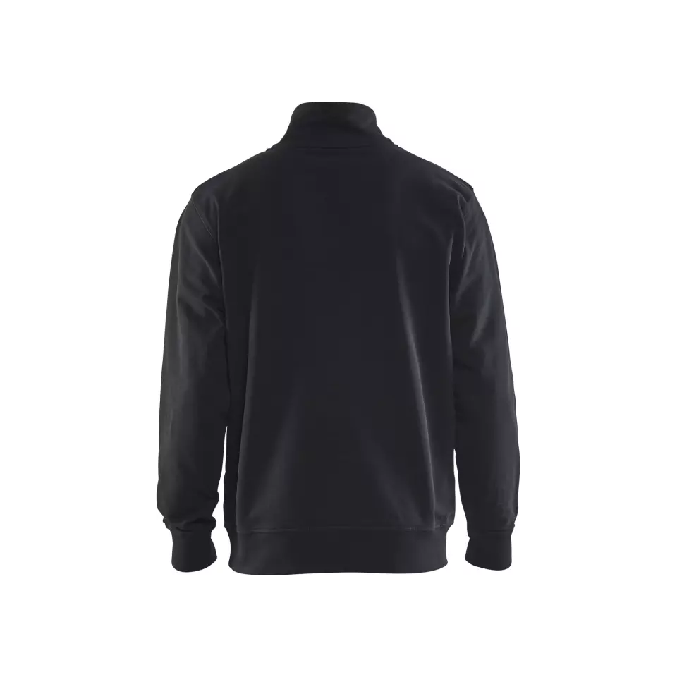 Blåkläder 335311589985, Two-Tone Half-Zip Sweatshirt, Black/Cornflower Blue, image 2, gallery thumbnail