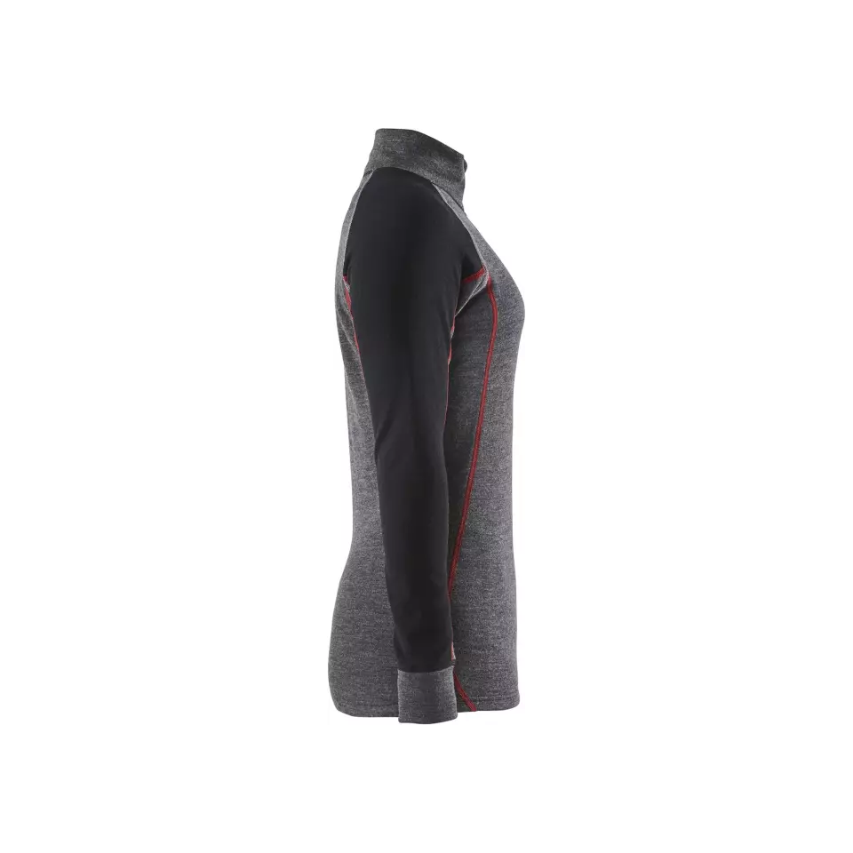 Blåkläder 729917369699, XWARM Ladies' Thermal Quarter-Zip Shirt, Medium Grey/Black, image 4, gallery thumbnail