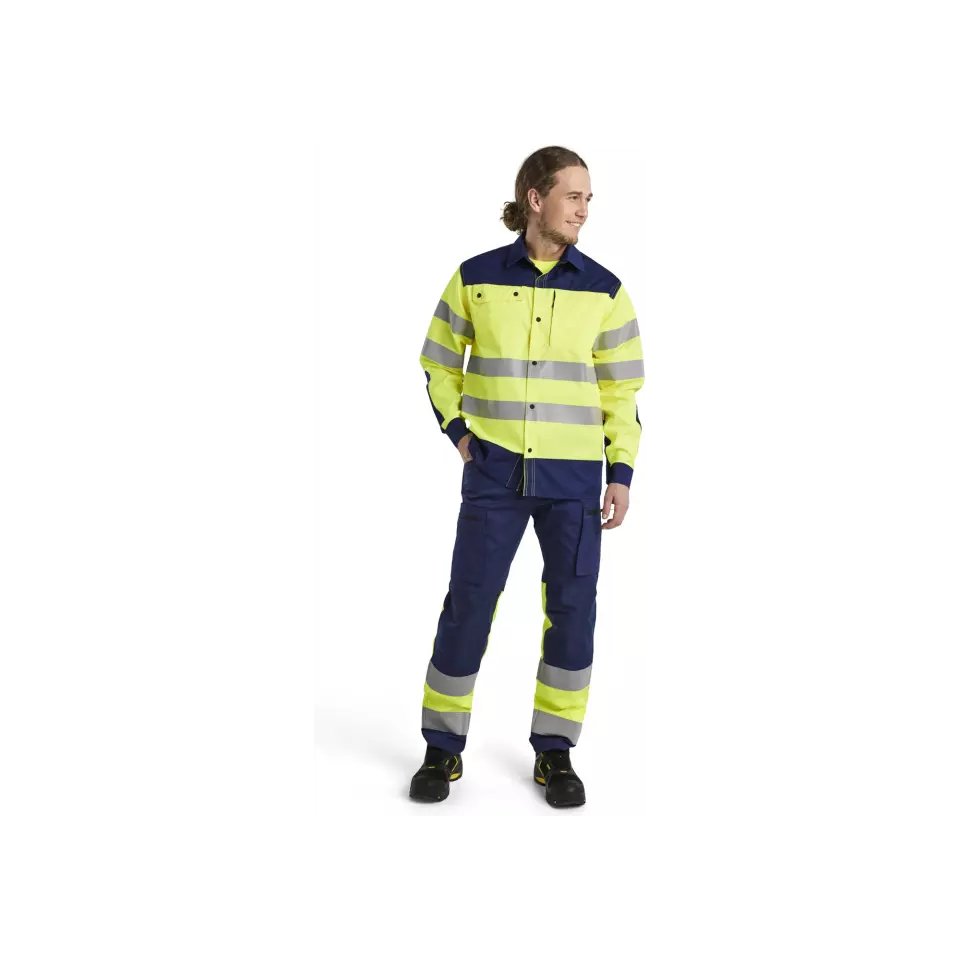 Blåkläder 155118118933, High Vis Stretch Arbeitshose, Marineblau/ Gelb, image 2, gallery thumbnail