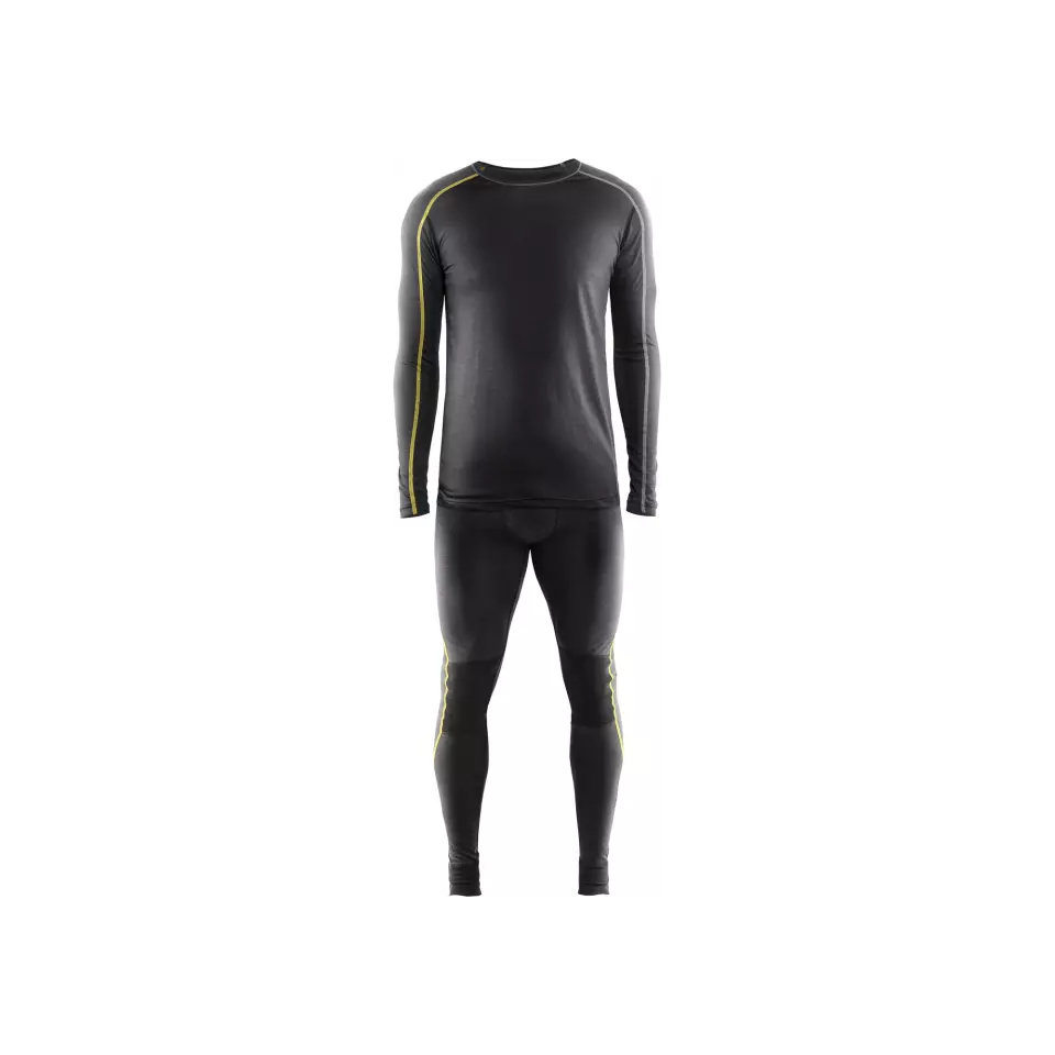 Blåkläder 479917349835, XLIGHT Merino Wool Base Layer, Dark Grey/Yellow, image 3, gallery thumbnail