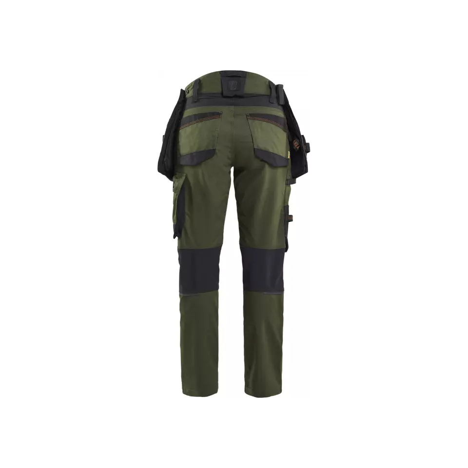 Blåkläder 717011494240, STRIKER Ladies' Stretch Craftsman Work Pants, Forest Green/Rust, image 4, gallery thumbnail