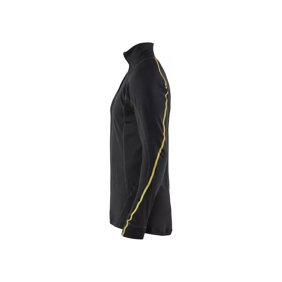 Blåkläder 479610759900, Merino Wool Flame Resistant Half-Zip Base Layer, Black, image 4, gallery thumbnail