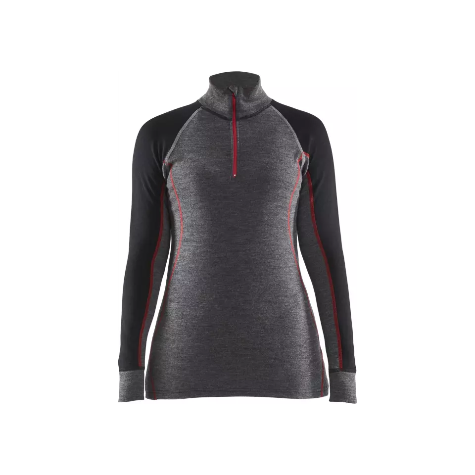 Blåkläder 729917369699, XWARM Ladies' Thermal Quarter-Zip Shirt, Medium Grey/Black, image 1, gallery thumbnail