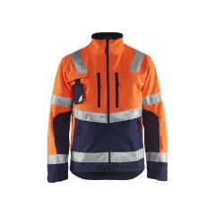 Blåkläder 490025175389, High Vis Softshell Jacket, Orange/Navy Blue