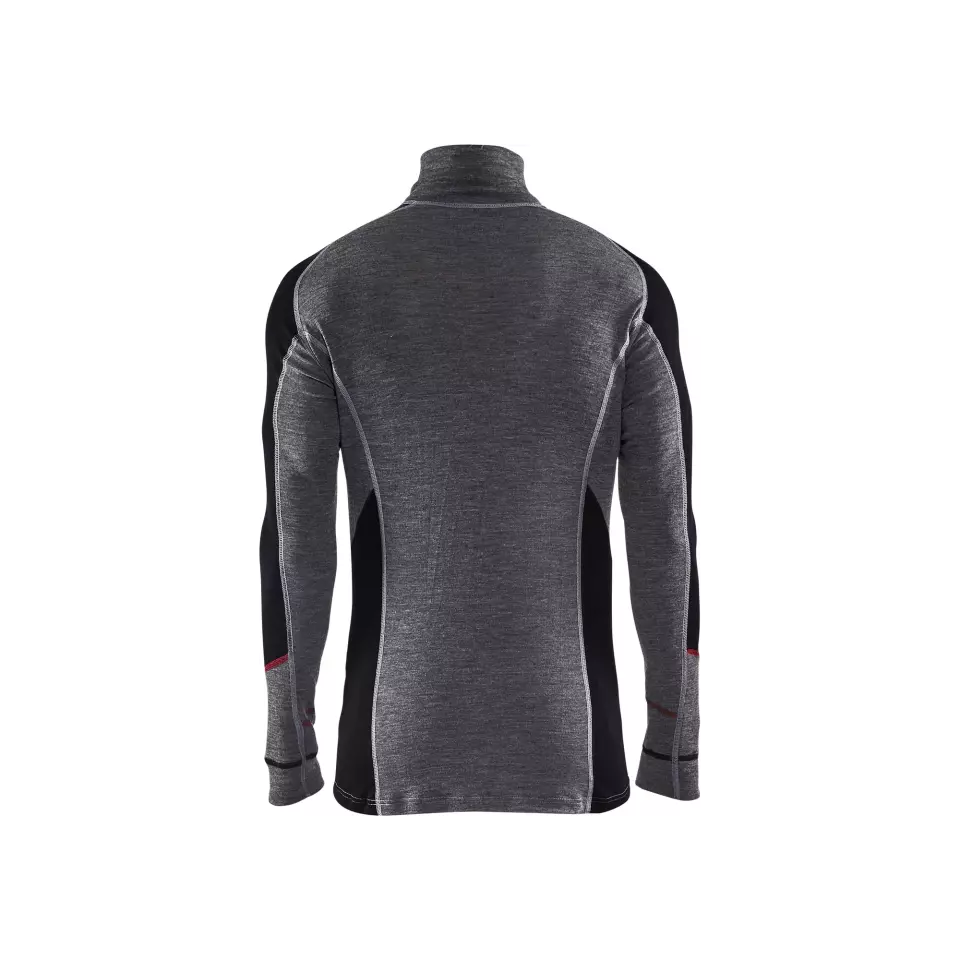 Blåkläder 469917369699, XWARM Merino Wool Zip Base Layer, Medium Grey/Black, image 2, gallery thumbnail