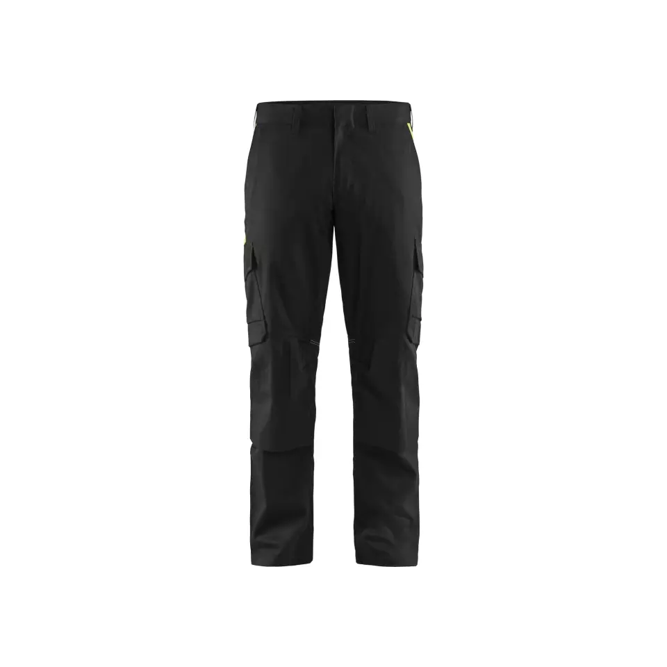 Blåkläder 144818329933, Industrial Stretch Work Pants with Knee Pad Pockets, Black/Yellow, image 1, gallery thumbnail
