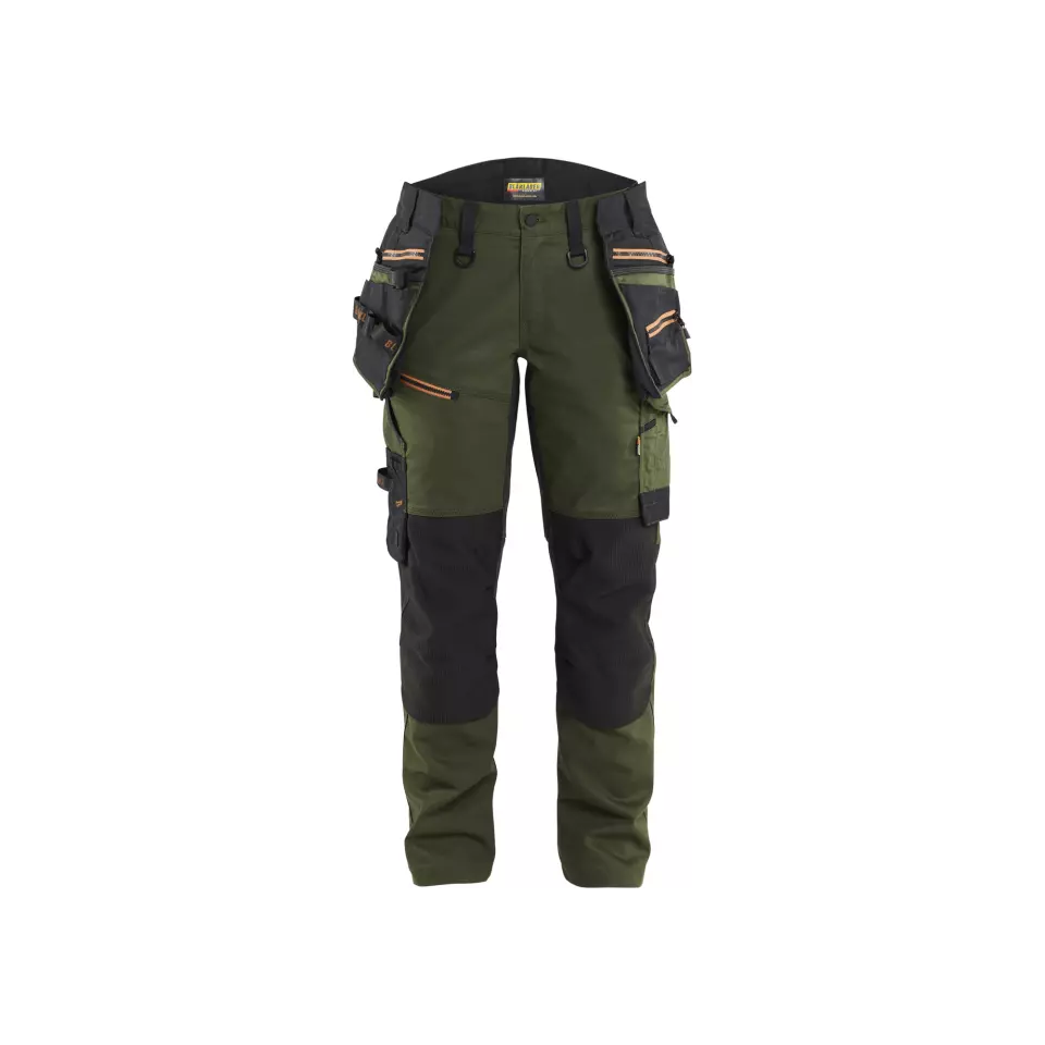 Blåkläder 717011494240, STRIKER Ladies' Stretch Craftsman Work Pants, Forest Green/Rust, image 1, gallery thumbnail