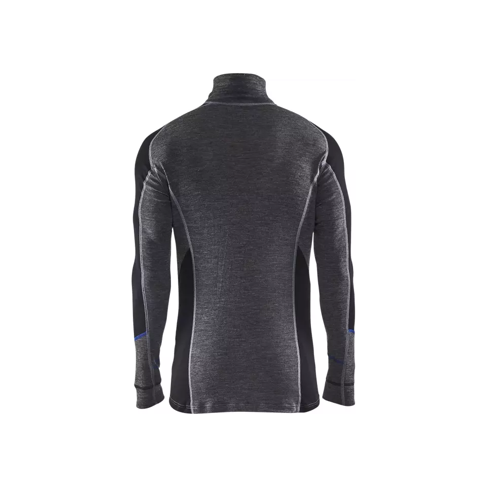 Blåkläder 489917329699, Warm Merino Wool Zip Collar Base Layer, Medium Grey/Black, image 2, gallery thumbnail