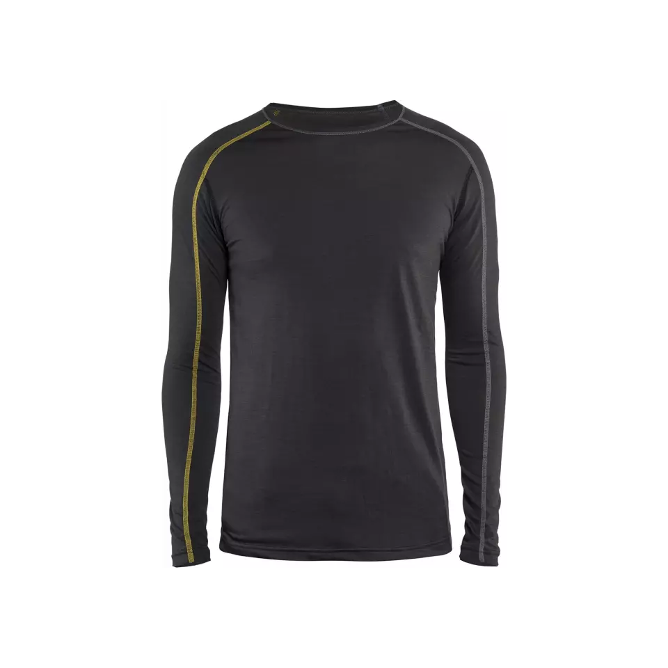 Blåkläder 479917349835, XLIGHT Merino Wool Base Layer, Dark Grey/Yellow, image 1, gallery thumbnail
