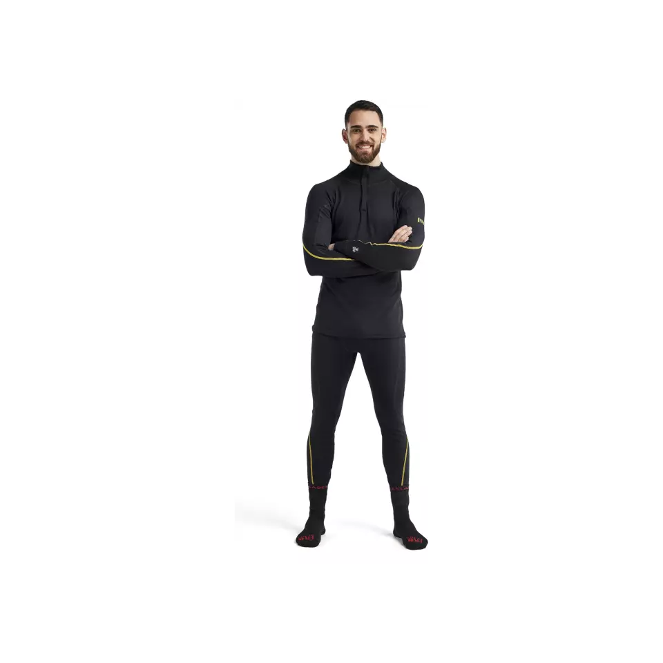 Blåkläder 479610759900, Merino Wool Flame Resistant Half-Zip Base Layer, Black, image 2, gallery thumbnail