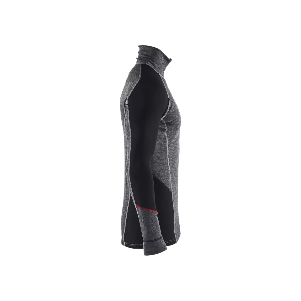 Blåkläder 469917369699, XWARM Merino Wool Zip Base Layer, Medium Grey/Black, image 3, gallery thumbnail