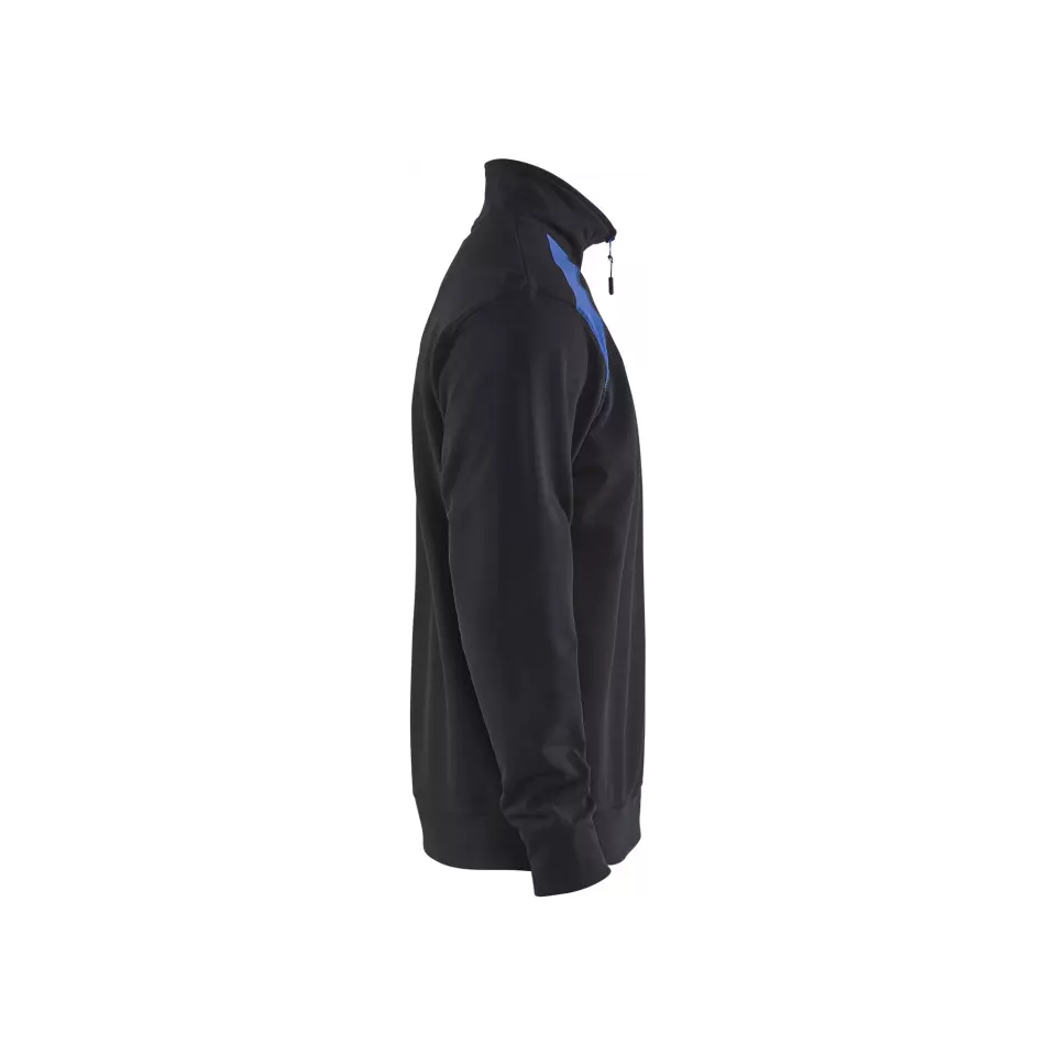 Blåkläder 335311589985, Two-Tone Half-Zip Sweatshirt, Black/Cornflower Blue, image 3, gallery thumbnail