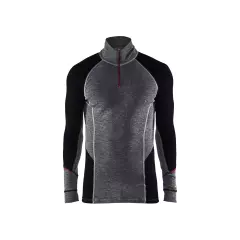 Blåkläder 469917369699, XWARM Merino Wool Zip Base Layer, Medium Grey/Black