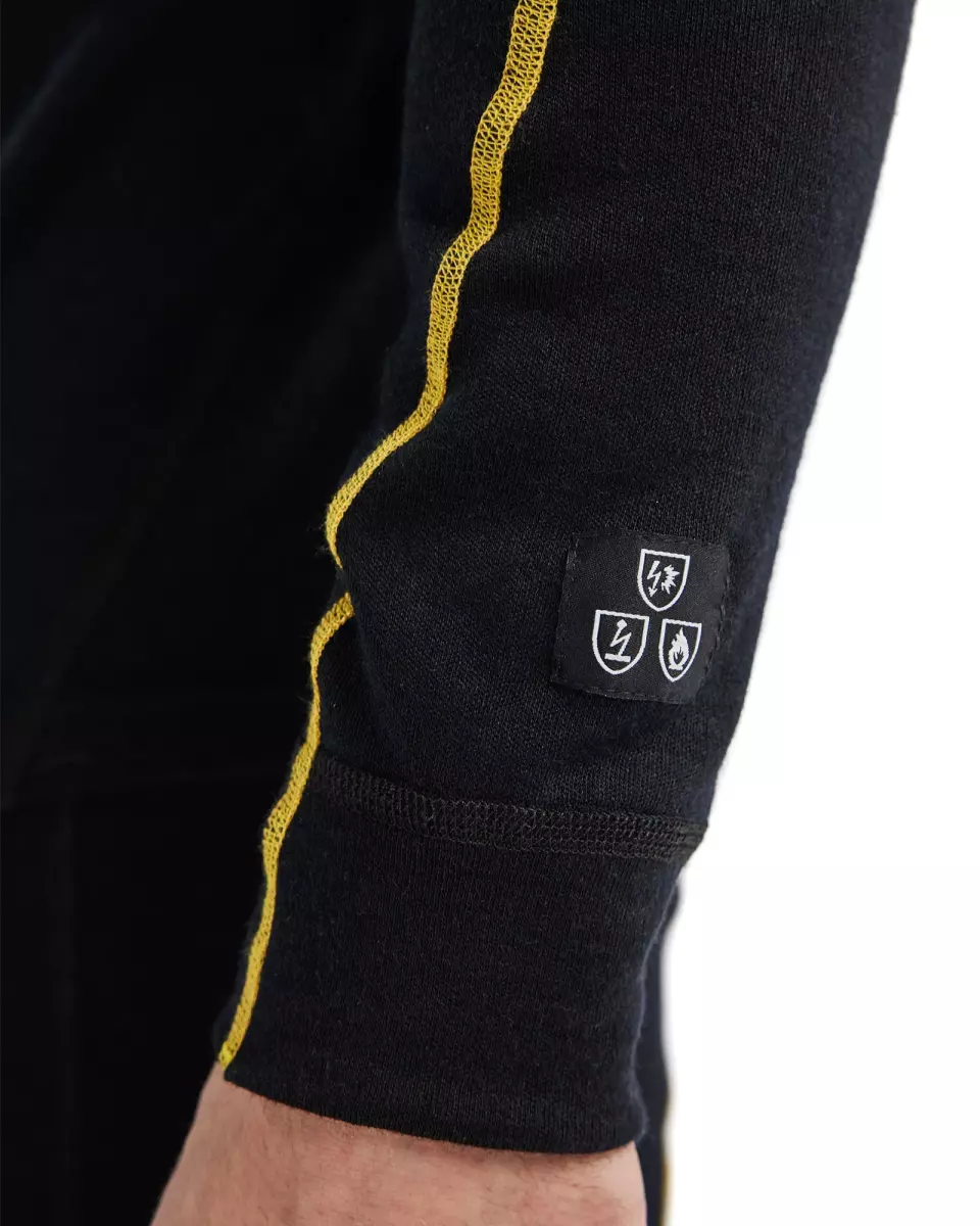 Blåkläder 479610759900, Merino Wool Flame Resistant Half-Zip Base Layer, Black, image 5, gallery thumbnail