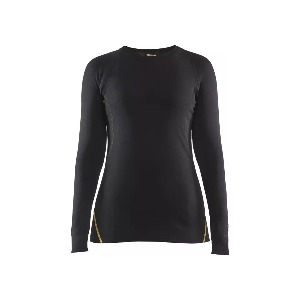 Blåkläder 721310759900, Women's flame retardant long-sleeved undershirt, 68% merino wool, black, image 1, gallery thumbnail