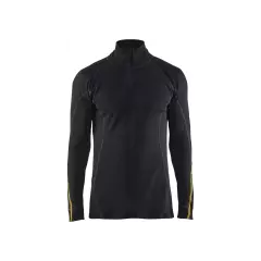 Blåkläder 479610759900, Flame Retardant Base Layer Shirt With Zipper, 68% Merino Wool, Black