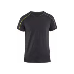 Blåkläder 479817349835, XLIGHT Short-Sleeved Base Layer Shirt, 100% Merino Wool, Dark Gray/Yellow