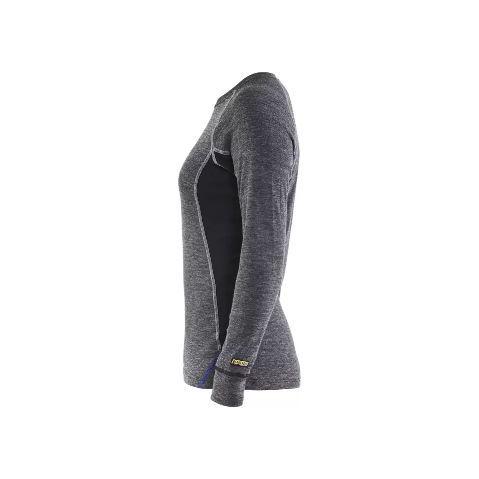 Blåkläder 720017329699, WARM Women's Long-Sleeved Base Layer Shirt, 100% Merino Wool, Gray/Black, image 5, gallery thumbnail