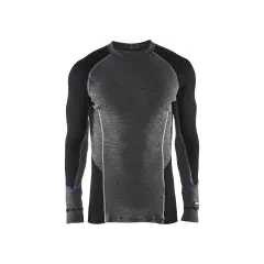 Blåkläder 489717329699, WARM Base Layer Shirt, 100% Merino Wool, Gray/Black