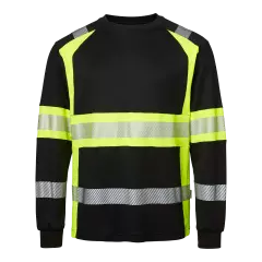  1001887914, Top Swede Langarm-T-Shirt, Schwarz/Warngelb