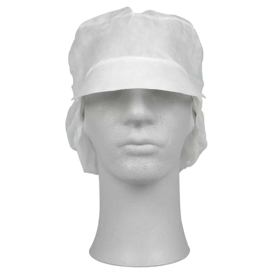 Abena 210661, Head Cover White M, With Peak, image 1, gallery thumbnail