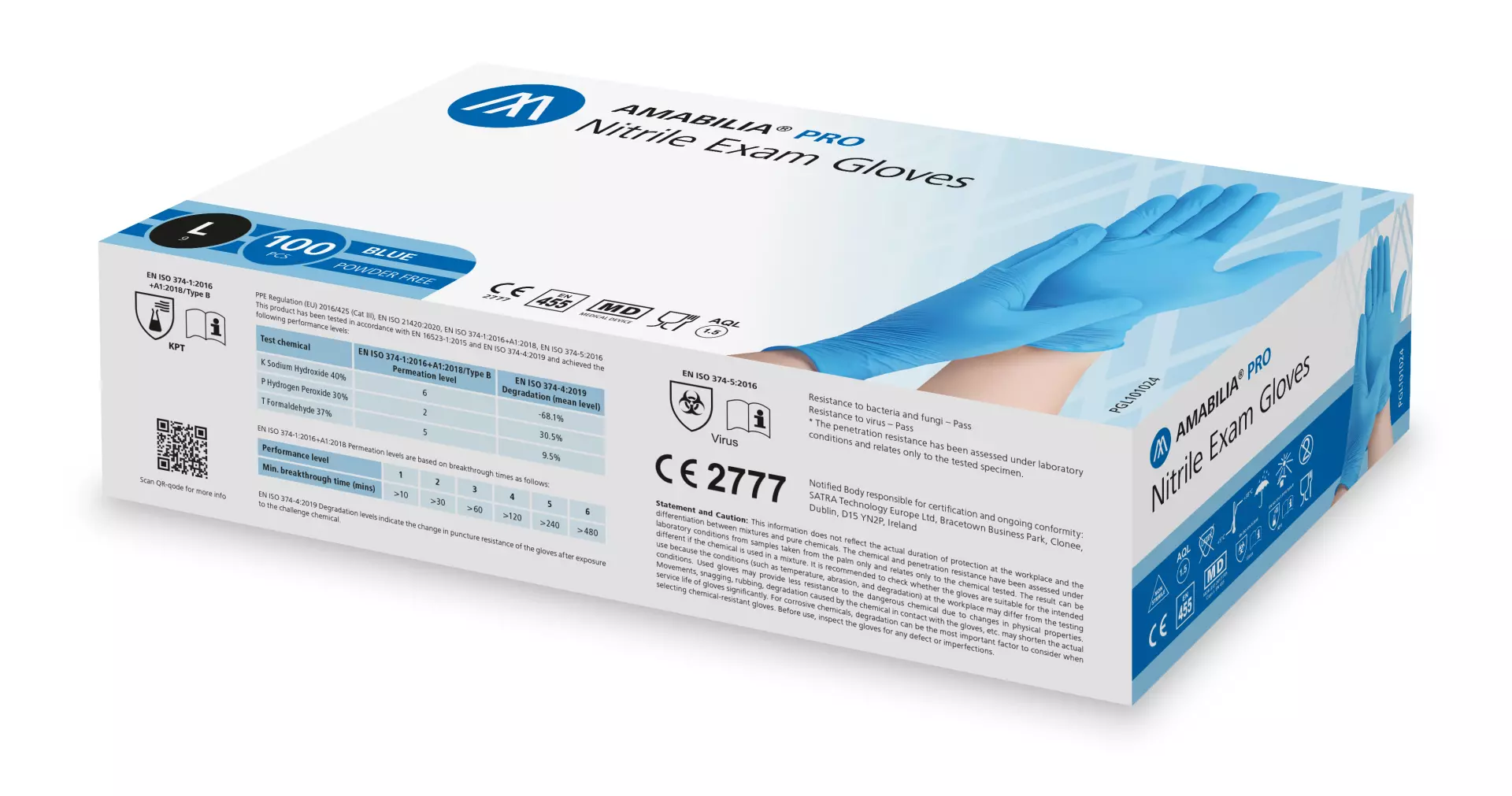 Amabilia Pro PGL10102, Nitrile Exam Glove Blue, image 1